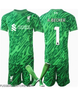 Günstige Liverpool Alisson Becker #1 Torwart Auswärts Trikotsatzt Kinder 2024-25 Kurzarm (+ Kurze Hosen)